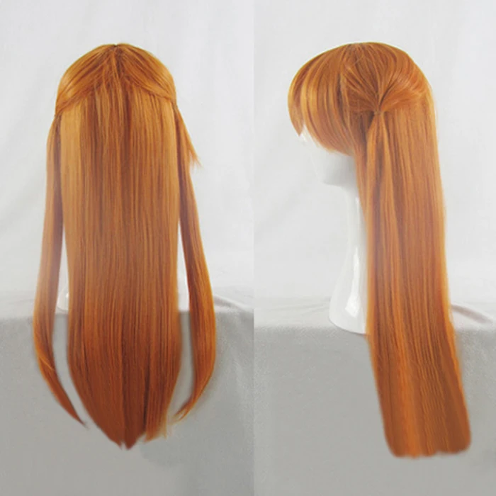 Anime EVA Asuka Langley Soryu Long Orange Heat Resistant Hair Cosplay Costume Wig + Track + Wig Cap