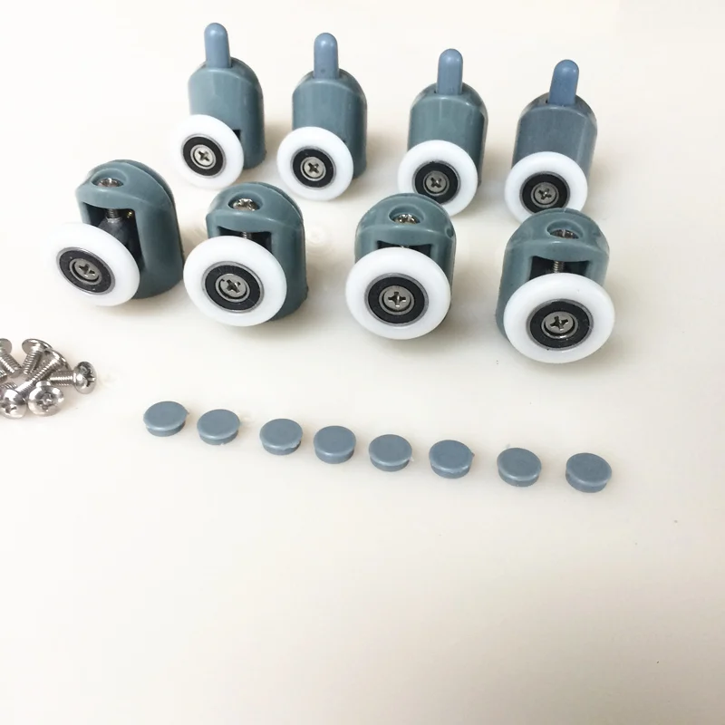 8pcs/set 23/25mm Pop Up Pulley Wheels  Bearing Hardware Sliding Door Roller Shower Room Cabin Accessories