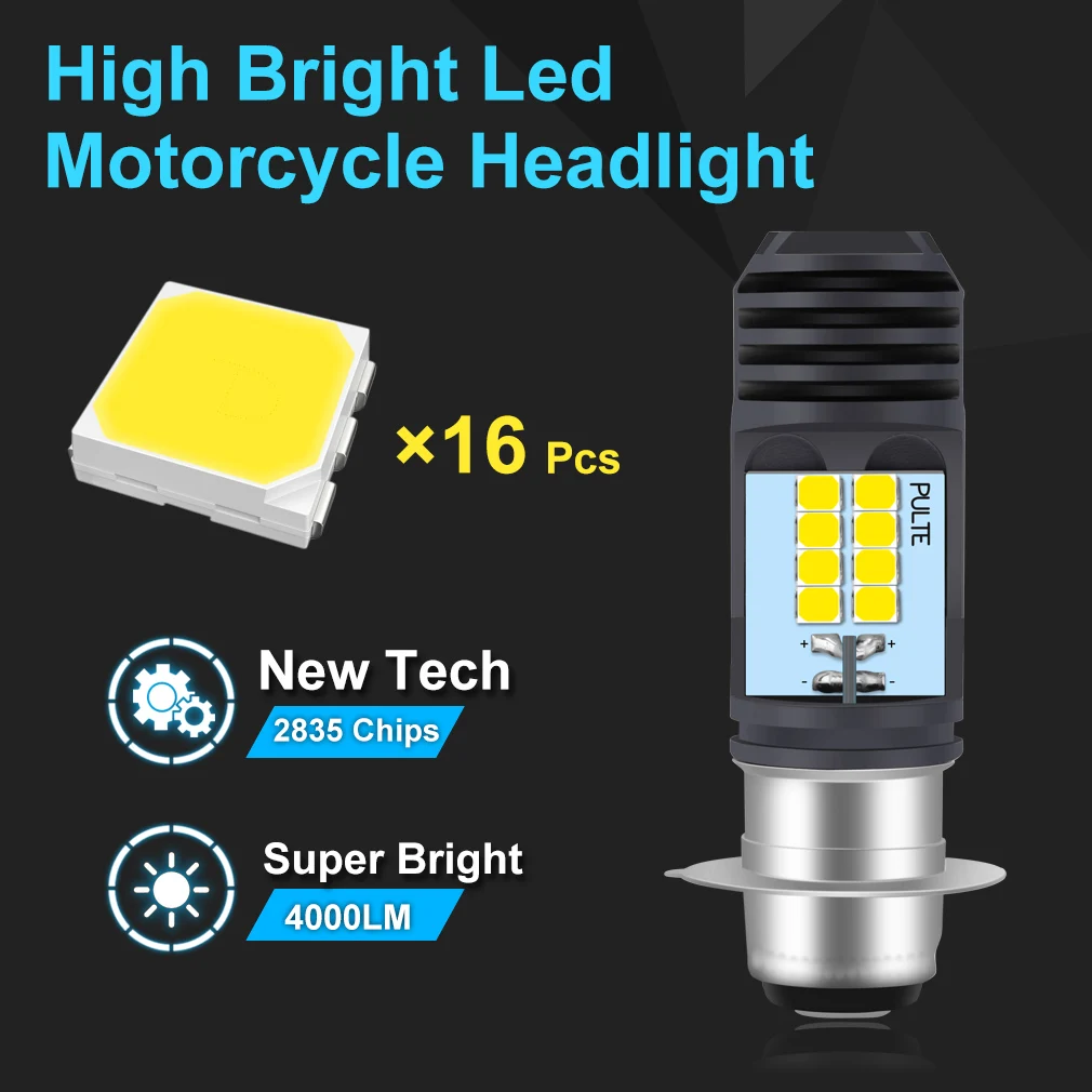 P15D H6M 16 LED CSP Chips Motorcycle Headlight Motorcycle Scooter P15D-25-1 LED Light Super Bright Light lamp Moto DRL Lights