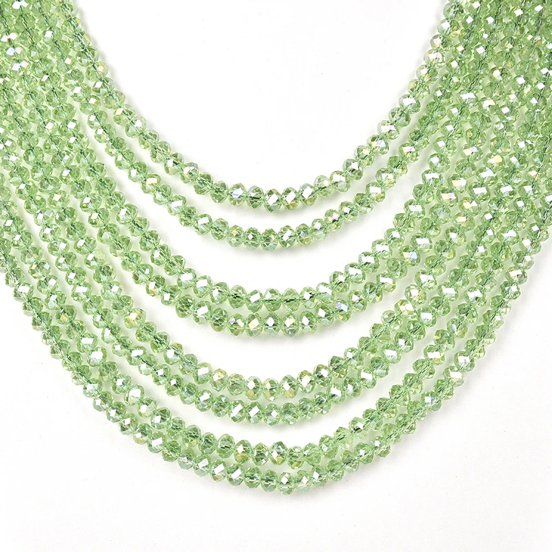 Faceted Green multilayer Glass Crystal 4.6*5.8mm Making Handmade jewelry Necklace17-25inch Earrings for noble women gift H212