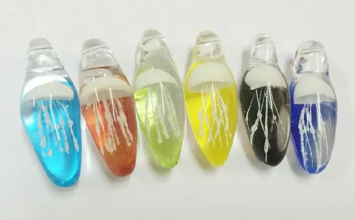 Wholesale Lots 6 Pcs White Jellyfish Mix Glass Pendant Fit Necklace