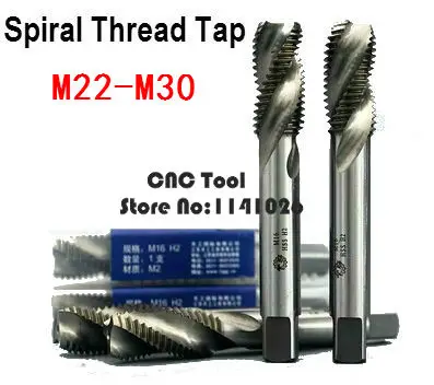 

Новинка, метчики для станков M22/M24/M27/M30/M22 * 1,5/M24*1,5/M27*1/M27 * 1,5, высокоскоростные стальные метчики, метчики для станков со Спиральной канавкой, спиральный резьбовой кран, 1 шт.