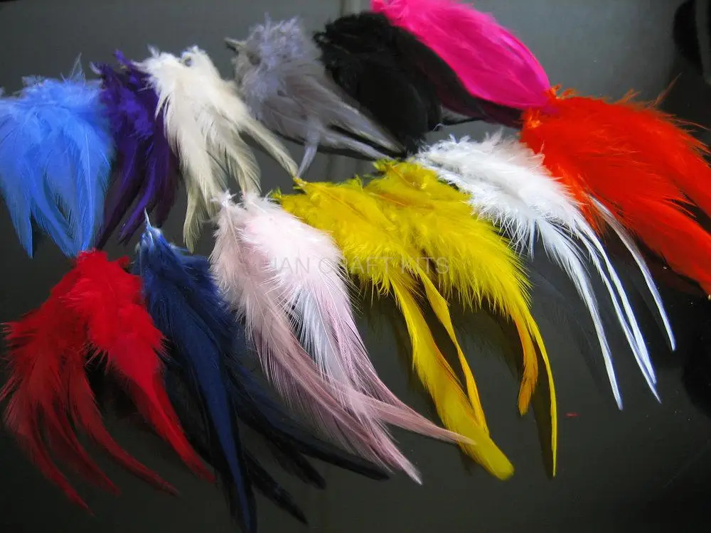 600pcs premium rooster feathers, great for jewelry making, hair extensions, crafts, fishing 4-7