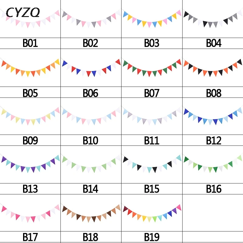 2.5m 12 Flag Multicolor Garland Banner For Baby Shower Birthday Party Decoration Kids Room Decoration Hanging Garland Bunting