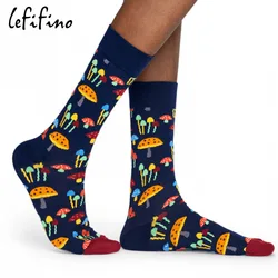 Combed Cotton Men's Socks Big Size Mushroom Ladybug Squirrel Long Cool Funny Socks Colorful Fashion Hip Hop Crew Socks Ne73630