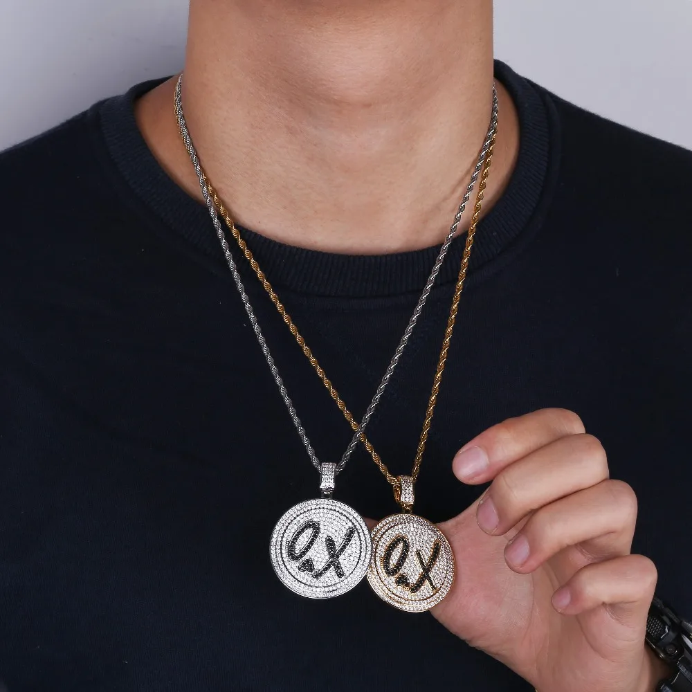 TOPGRILLZ New XO Spinner Pendant Necklace Iced Out Hip Hop/Punk Gold Silver Color Chains For Men CZ Charms Jewelry Gift