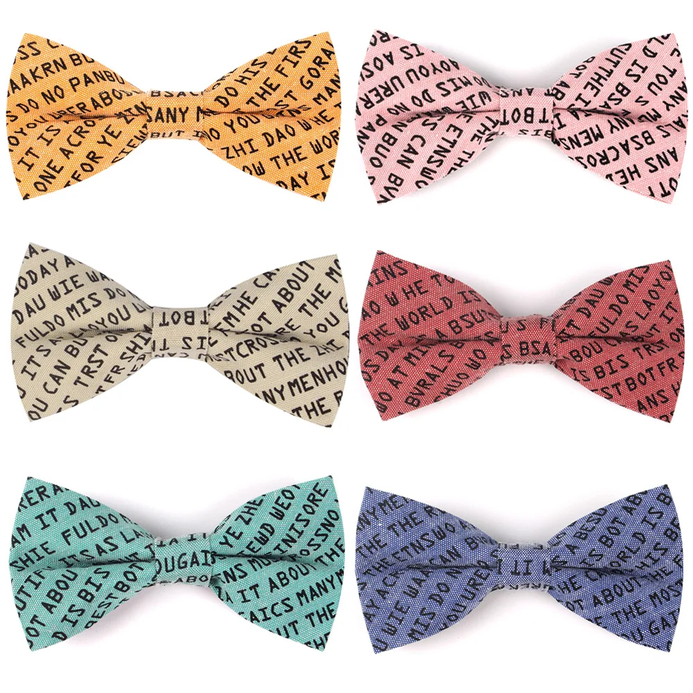 Fashion Cotton Men Bowtie Casual Shirts Bow tie For Men Women Bowknot Adult Print Letter Bow Ties Cravats Wedding Bowties