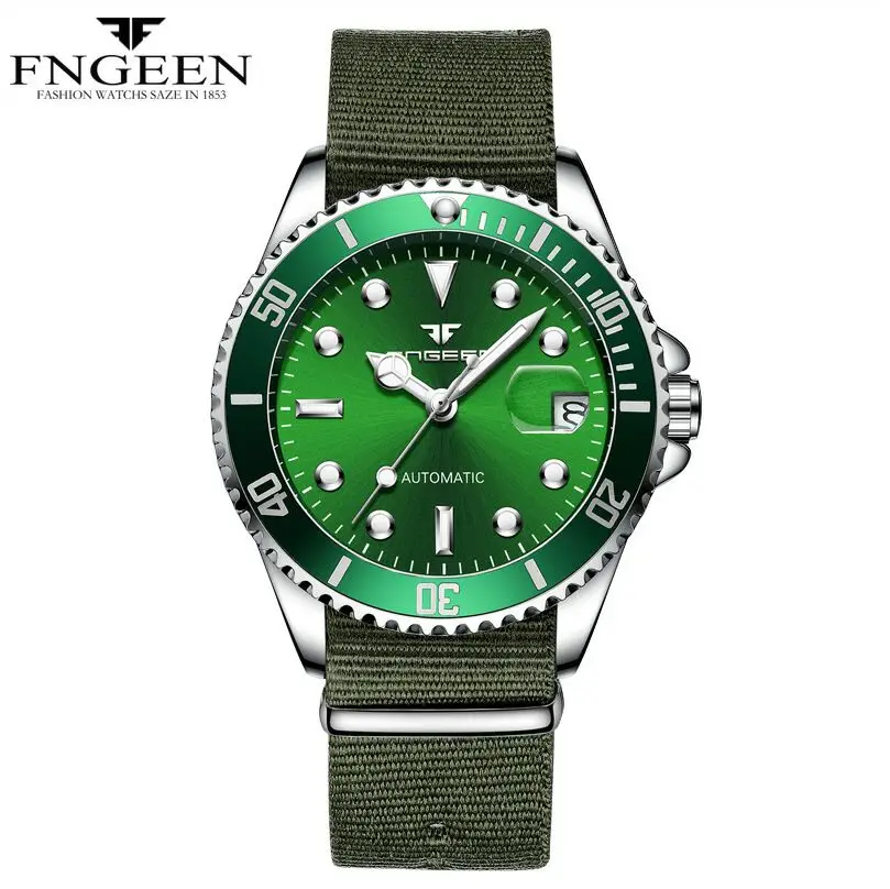 Canvas Army Green Men Automatic Watches Mechanical Military Sports Clock Fashion Nylon Band Man Wrist Watch Brand Male Relogio