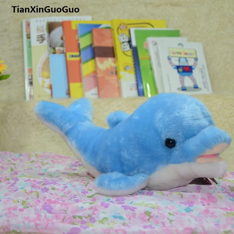 

about 27cm cartoon blue dolphin plush toy lovely dolphin soft doll baby toy birthday gift s0049