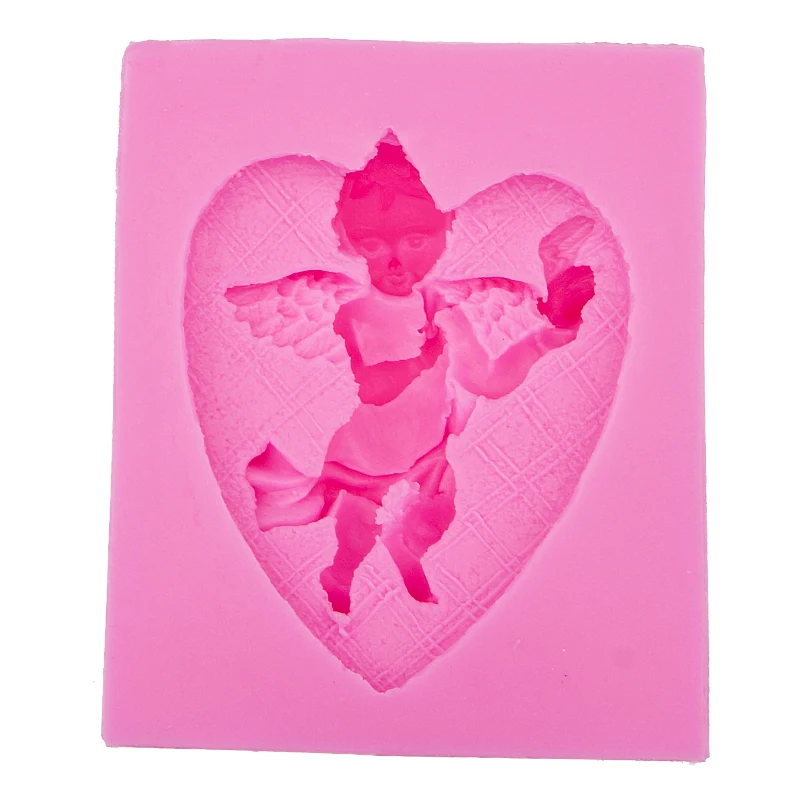 Love Shape Baby Angel Playing DIY cooking soap mold wedding cake decorating silicone mould baking fondant  tools F0538