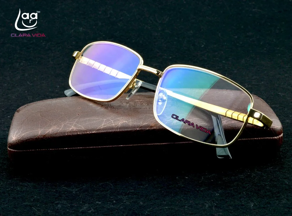 =CLARA VIDA=MEN GOLD AL-MG ANTI BLUE RAY COMPUTER EYE PROTECTION HIGH QUALITY READING GLASSES +1 +1.5 +2 +2.5 +3 +3.5 +4