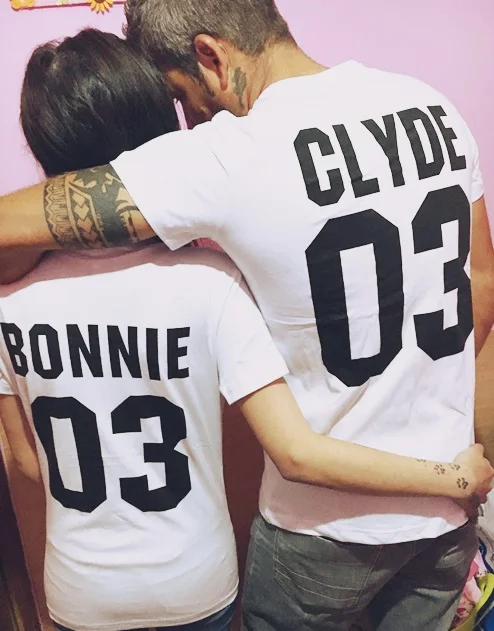 Valentine Shirts Women/Men Bonnie Bonnie 03 CLYDE 03 couples leisure cotton short sleeve T-shirt euro size O neck t-shirts 2024