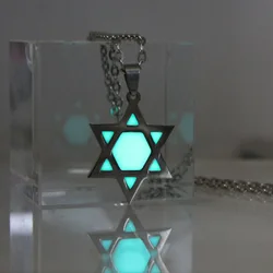 Glowing hexagram Necklace stainless steel Tantrism Hexagram Necklace GLOW in the DARK night gifts men women girl