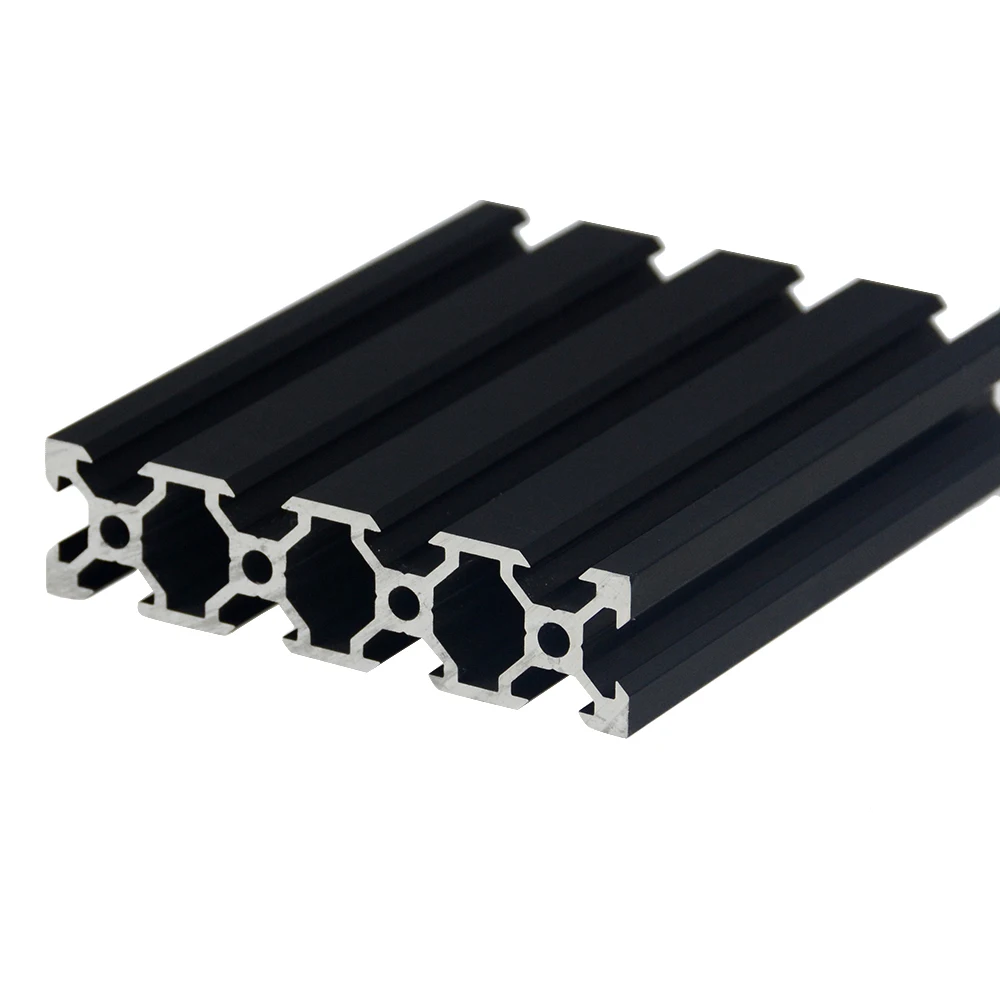 1PC 검정색 2080 V-슬롯 유럽 표준 양극 처리 된 알루미늄 프로파일 압출 CNC 3D 프린터 용 100-800mm 길이 선형 레일