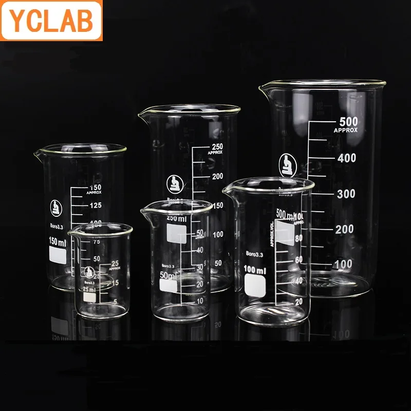 YCLAB 400mL Beaker Tall Form Borosilicate 3.3 Glass with Graduation and Spout Measuring Cup Laboratory Chemistry Equipment