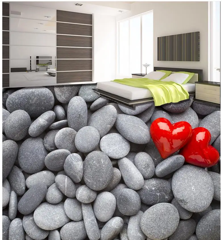 

3D PVC floor wallpaper Photo floor wallpaper 3D stereoscopic white stone floor tiles 3d floor painting