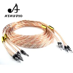 ATAUDIO HIFI Speaker Cable High Quality Copper and silver shuffling Speaker Wire With Carbon fiber Banana Jack