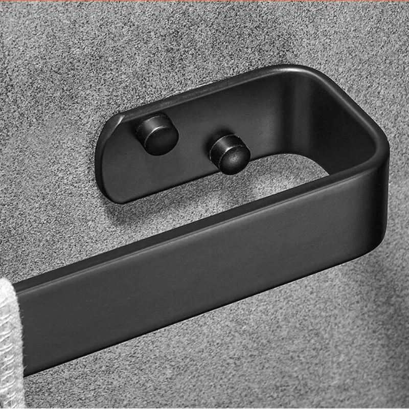 Solid Space Aluminum Black Towel Bar Single Towel Rack Bathroom Black Wall Mounted Towel Holder Accessories 20/30/40/50/60 cm