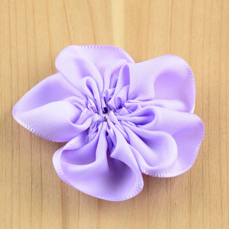 110 pcs/lot , 2 inch satin ribbon flowers with button Appliques