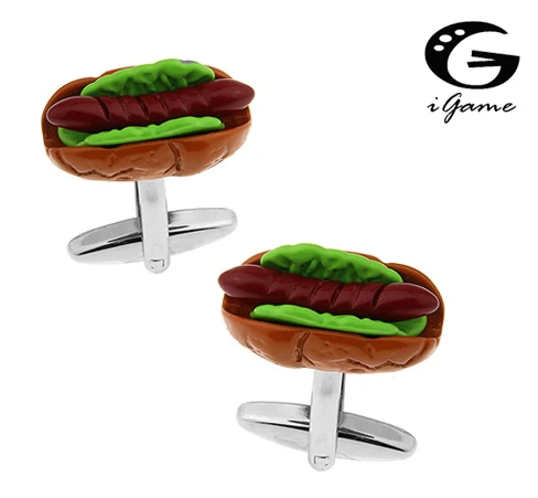 iGame Sandwich Cuff Links Novelty Food Hamburger Design Quality Brass Material Free Shipping