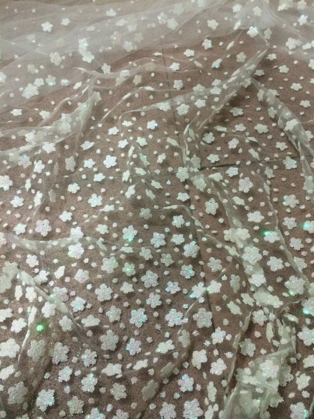 

white French Net Tulle Lace Fabric GLITTER Fabric sewing glitter net lace fabric J-441