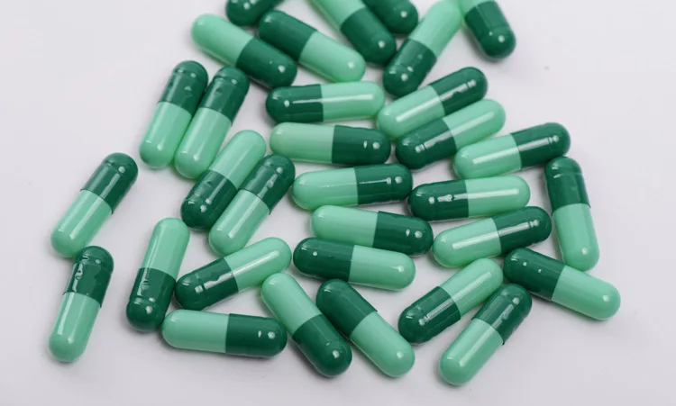 size 2 10000pcs light green-dark green colored empty hard gelatin capsules,  gelatin capsules ,joined or separated capsules #2