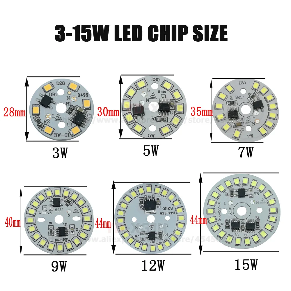 Imagem -02 - Contas de Led ac 220v Led Pcb Smd 2835 Driver ic Integrado Contas de Led Smart ic Smd 3w 5w 7w 9w 12w 15w Fonte de Luz de Led para Lâmpada com 10 Peças