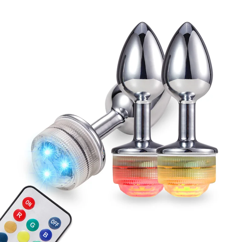 LED Colorful Light Metal Anal Plug NO Vibrator Masturbator For  Adult Game Anal Dildo Erotic Toys Intimate Goods Vagina Massager