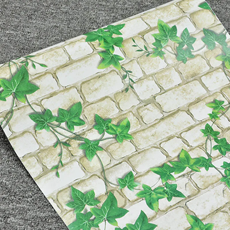 PVC Self-Adhesive Brick Pattern Wall Stickers Waterproof Moisture-Proof Retro Decorative Film Restaurant Background Wallpaper