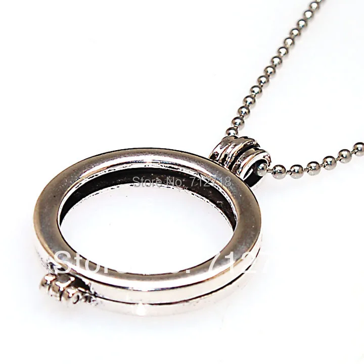 Antique Silver Plated Round Pendants Quoins 6*35mm,DIY Pendants Quoins Hangers With Ball Chain Necklace