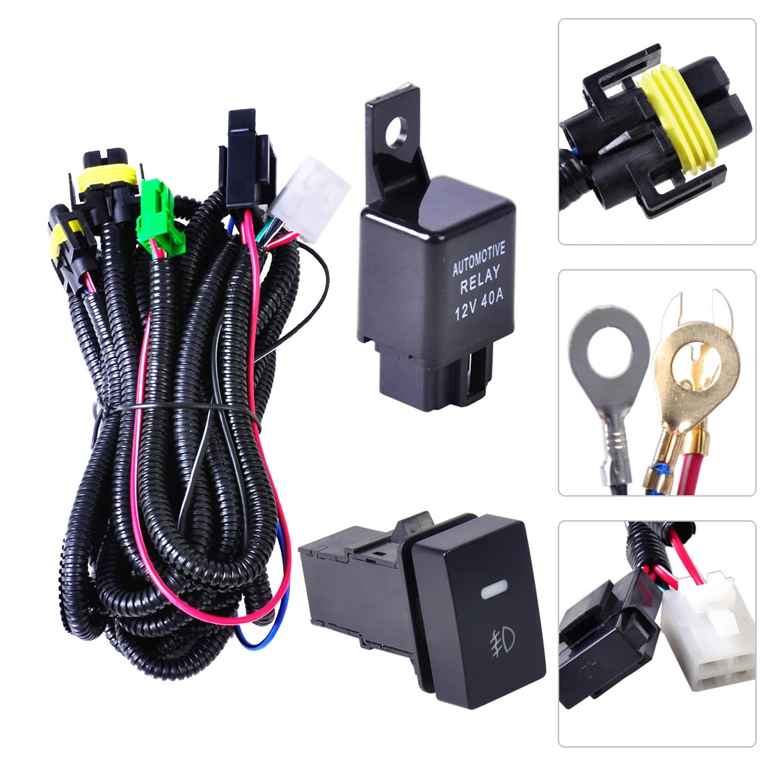 

DWCX Wiring Harness Sockets Wire + Switch for H11 Fog Light Lamp for Ford Focus Acura Nissan Suzuki Subaru Lincoln Honda CR-V