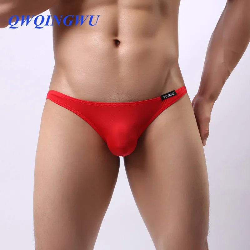 Mens Sexy Zijde Materiaal Ondergoed Merk Slips Mannen Low Rise U Convex Pouch Korte Ondergoed Mannen Stretch Zachte Ademend Slips