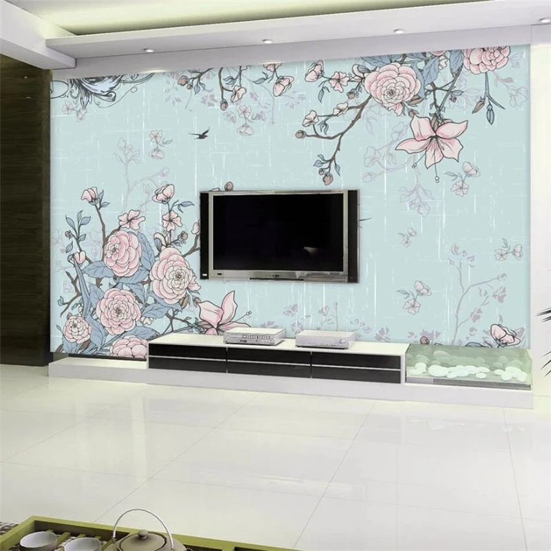 

Custom wallpaper 3d murals Europe and the pastoral hand-painted rose TV background wall living room bedroom restaurant wallpaper