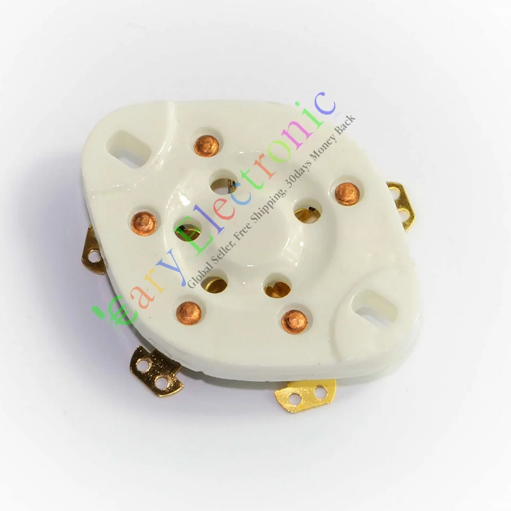 Wholesale and retail 4pc 5pin Gold Chassis Ceramic vacuum tube socket Base For 807 FU7 27 46 47 37 free shipping