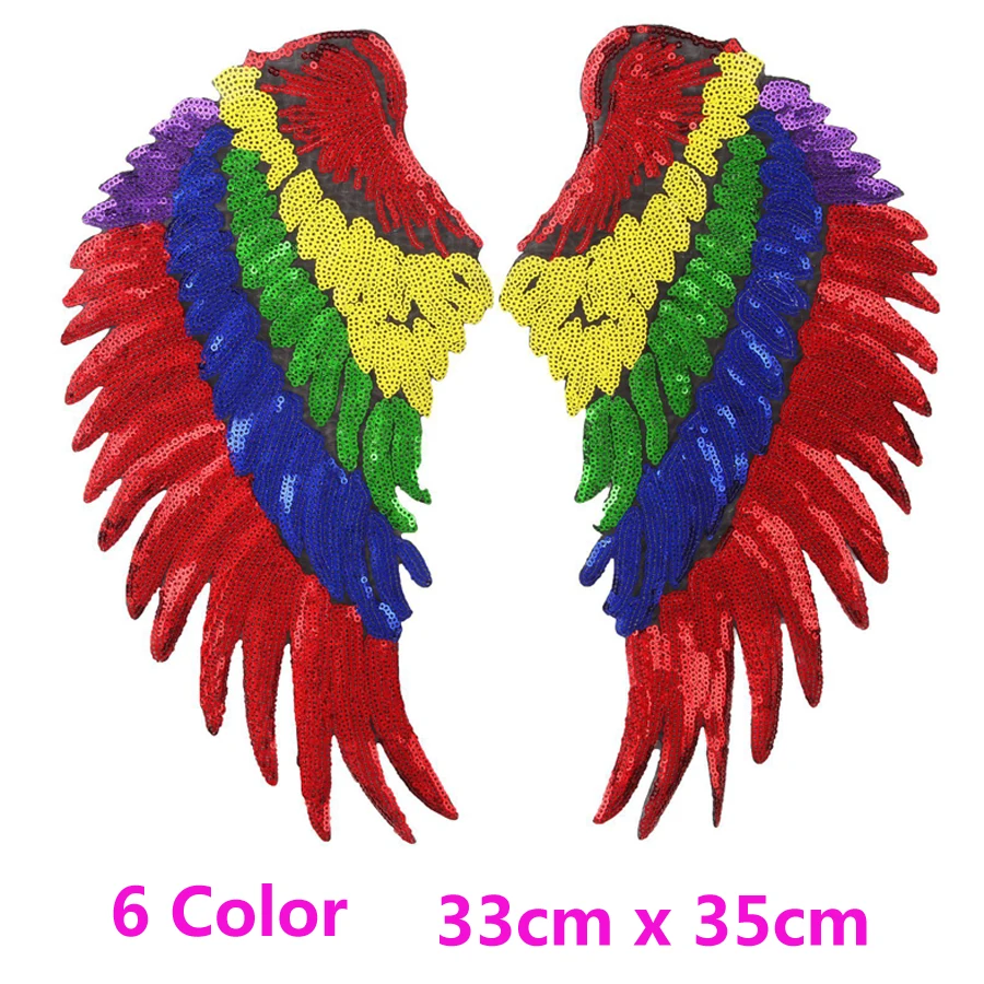 6Color Gold or Silver wings Garment Accessories Sequins Embroidery Patch for T-shirt DIY Design Accessories Badge