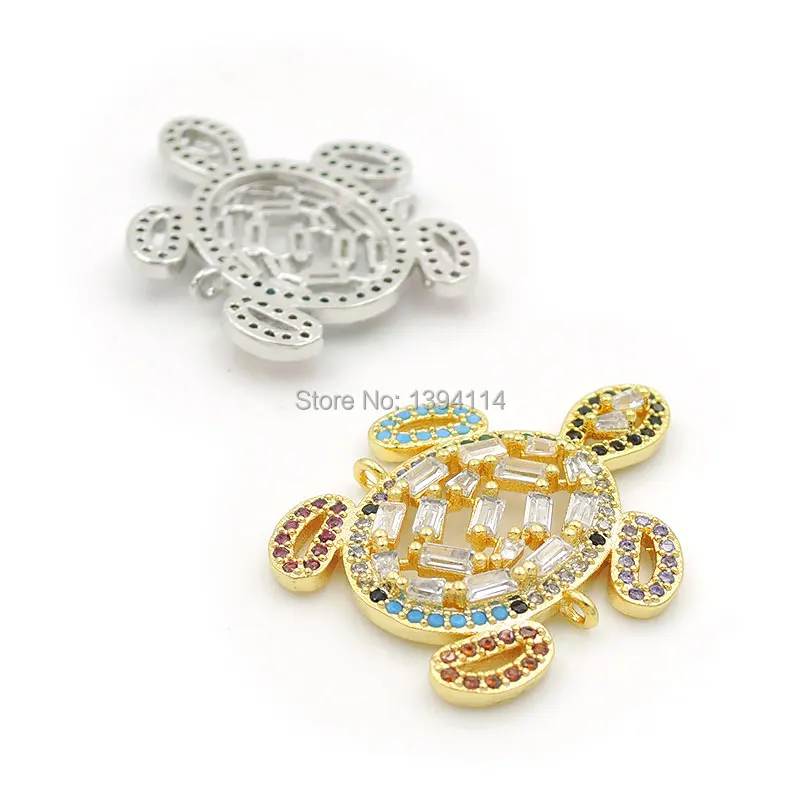 28*22*3mm Micro Pave CZ Of Mixing Colors Tortoise Connector Fit For Women As DIY Bracelets Accessory