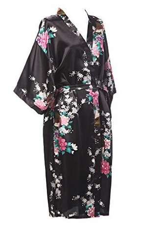 Silk Satin Wedding Bride Bridesmaid Robe Floral Bathrobe Short Kimono Robe Night Robe Bath Robe Fashion Dressing Gown For Women