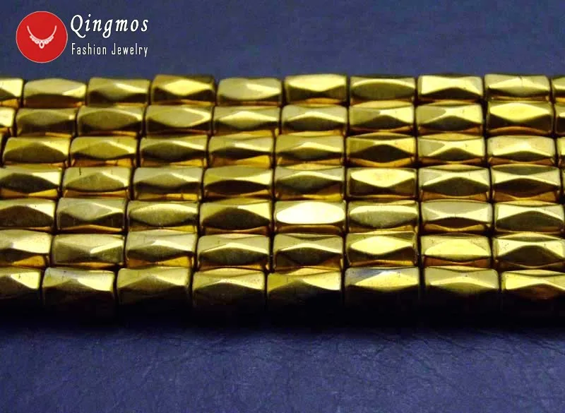Qingmos 5*8mm Column Faceted Black Hematite Magnetic Loose Beads for Jewelry Making Necklace Bracelets DIY Los709 Free Shipping