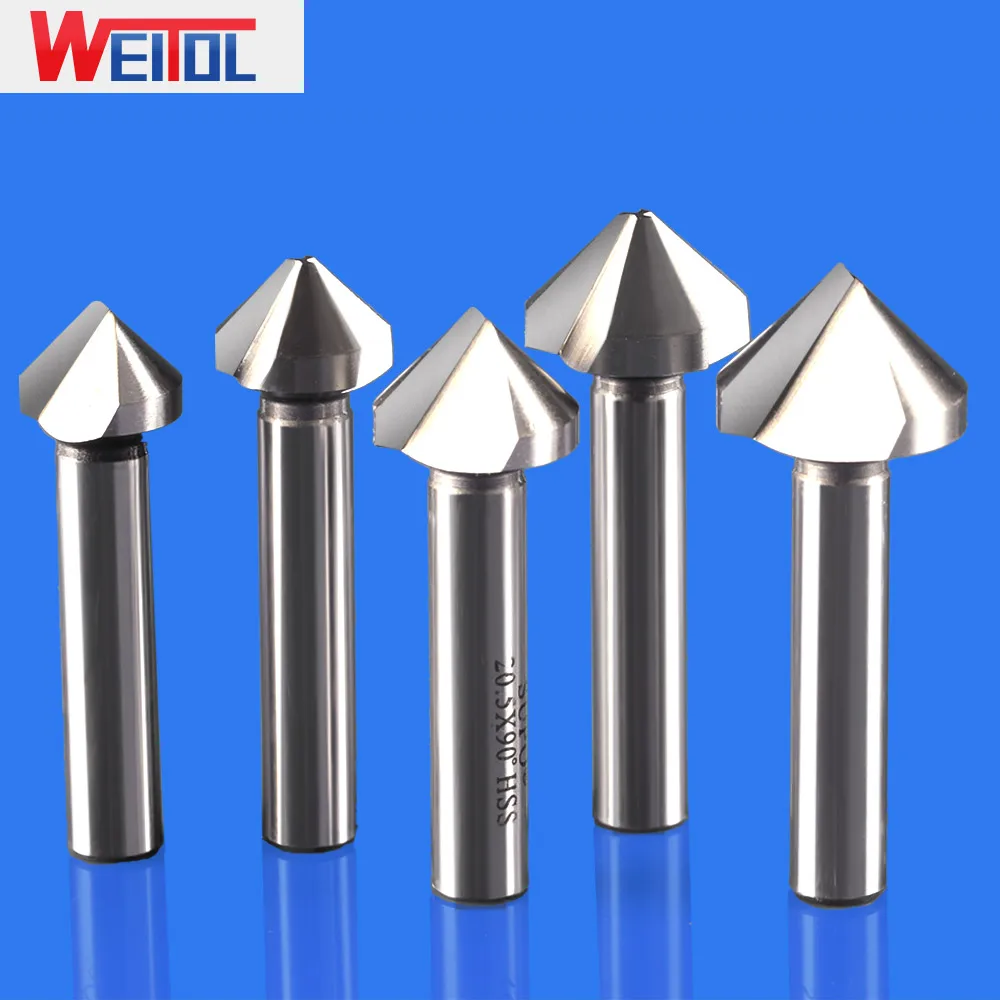 Weitol 1 flauto/3 flauti smusso bit 90 gradi frese HSS fresa per il taglio in acciaio inox incidere strumenti