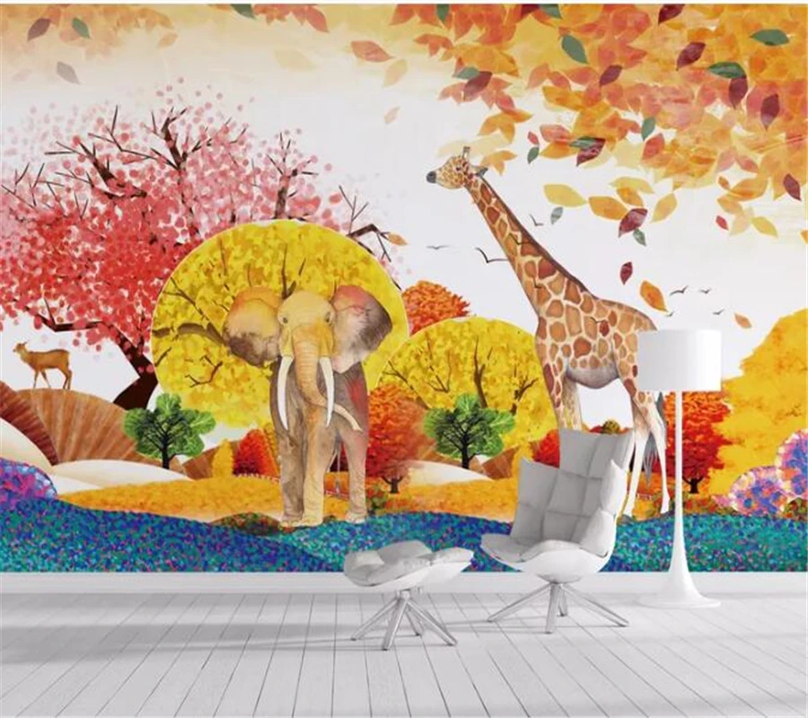 

wellyu Custom wallpaper papel de parede Nordic style hand painted landscape cartoon background wall paper mural behang