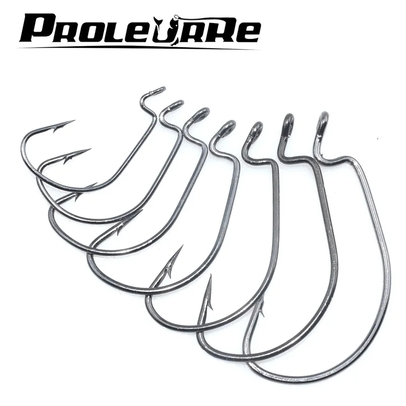 Proleurre 20Pcs/lot High carbon Steel Fishing Hooks Soft Worms Hooks lead jig head 7 Sizes Lure Softjerk Hooks Mix Bait Fishing