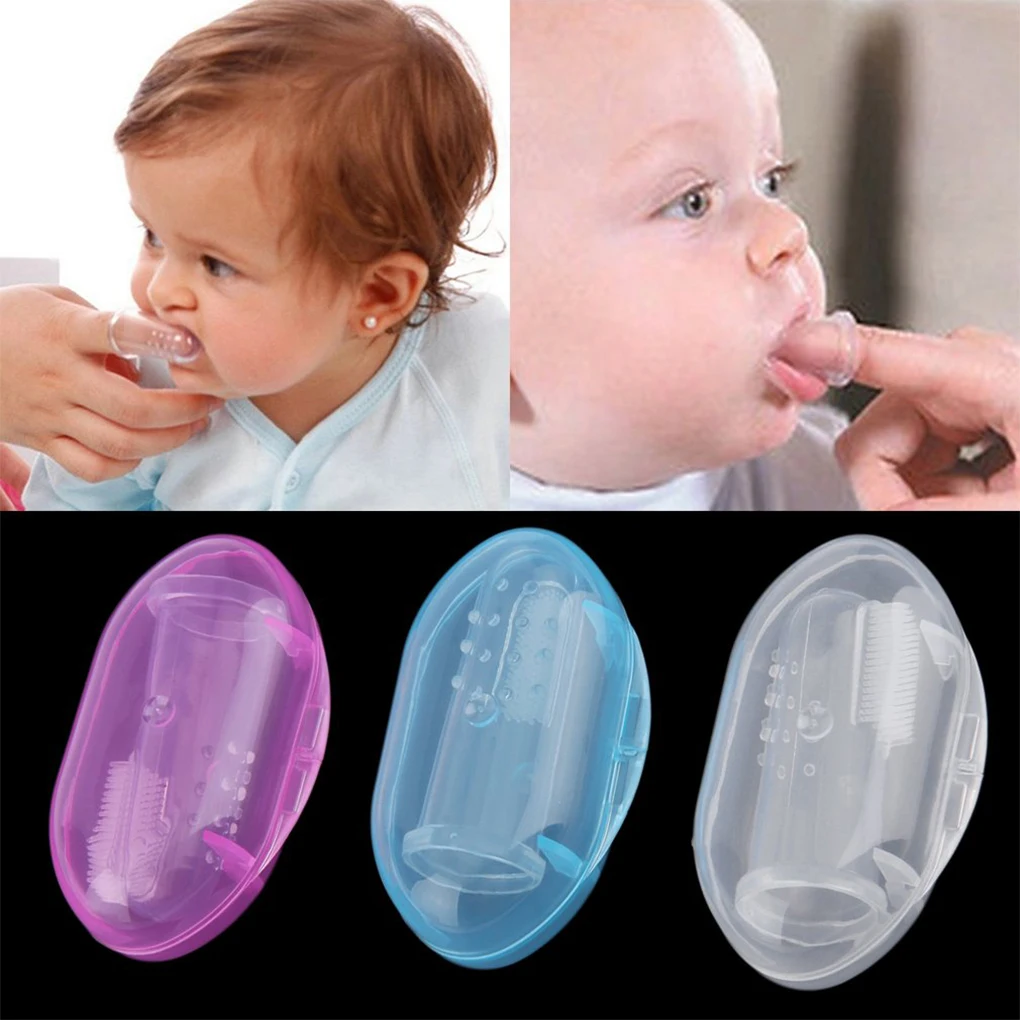 Baby Infant Soft Silicone Finger Toothbrush Teeth Rubber Massager With Box