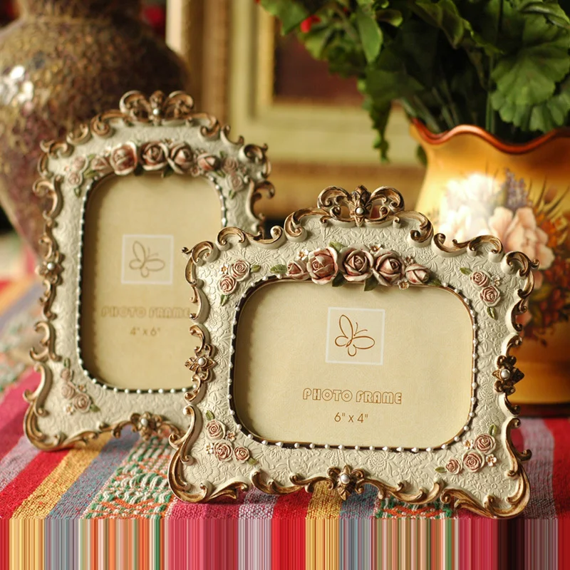 Creative European garden rose 6 inch photo resin retro old photo frame new year wedding gift bag mail