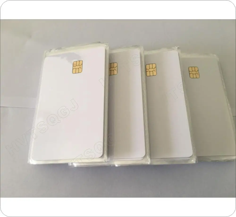 

500pcs/lot New White Blank PVC 4442 Contact IC Card With SLE 4442 Chip Smart Card Free shipping