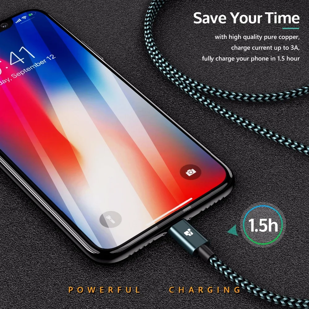 TIEGEM Usb Cable For iphone cable 11 12 13 pro max Xs Xr X SE 8 7 6 plus 6s 5 ipad air mini fast charging For iphone charger 3m