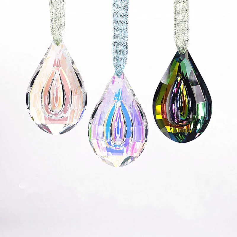 

3pcs 76x47mm Gorgeous Crystal Pendants For Chandeliers (Free rings) Different Rainbow Colors Suncatcher For Home Wedding Decor