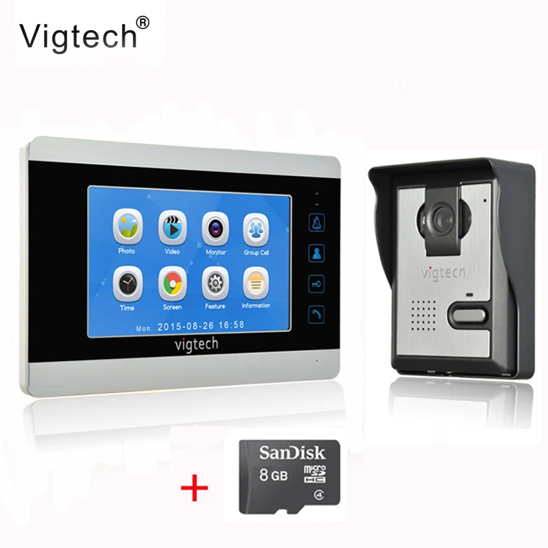 

Vigtech7 inch LCD Video Doorbell Door phone Record Intercom System Infrared Night Vision Camera 8GB TF Card FREE SHIPPING