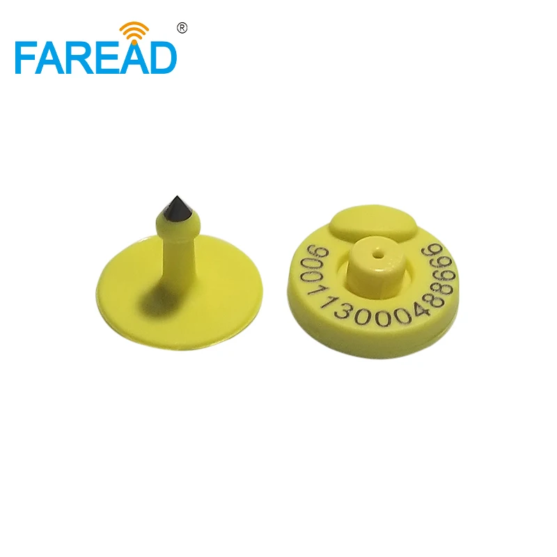 Free shipping x100pairs Farm livestock round FDX-B ISO11784/85 LF Animal ear tag RFID tag With unique lasered Free ICAR Coding