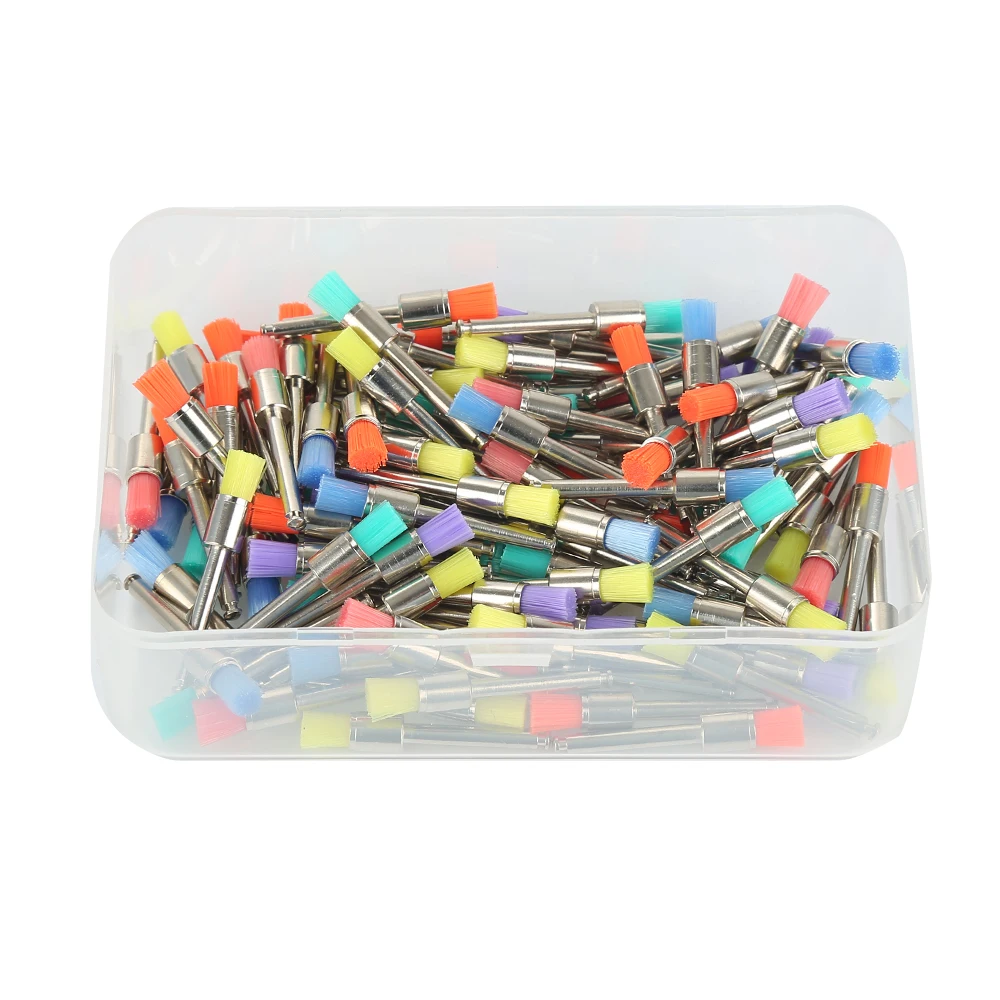 

Mixed Color 100Pcs/bag Dental Lab Nylon Latch Small Flat Polishing Polisher Brushes Dentist Products