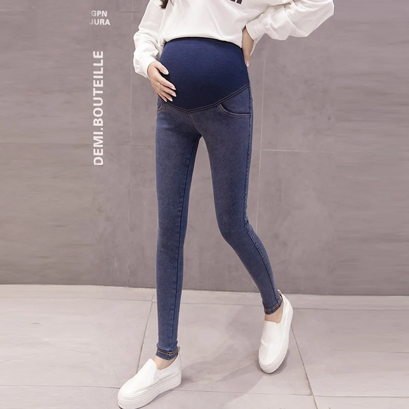 

Pregnant women's pants spring thin section autumn and winter wear leggings stomach lift pants stretch feet pants nine points tro